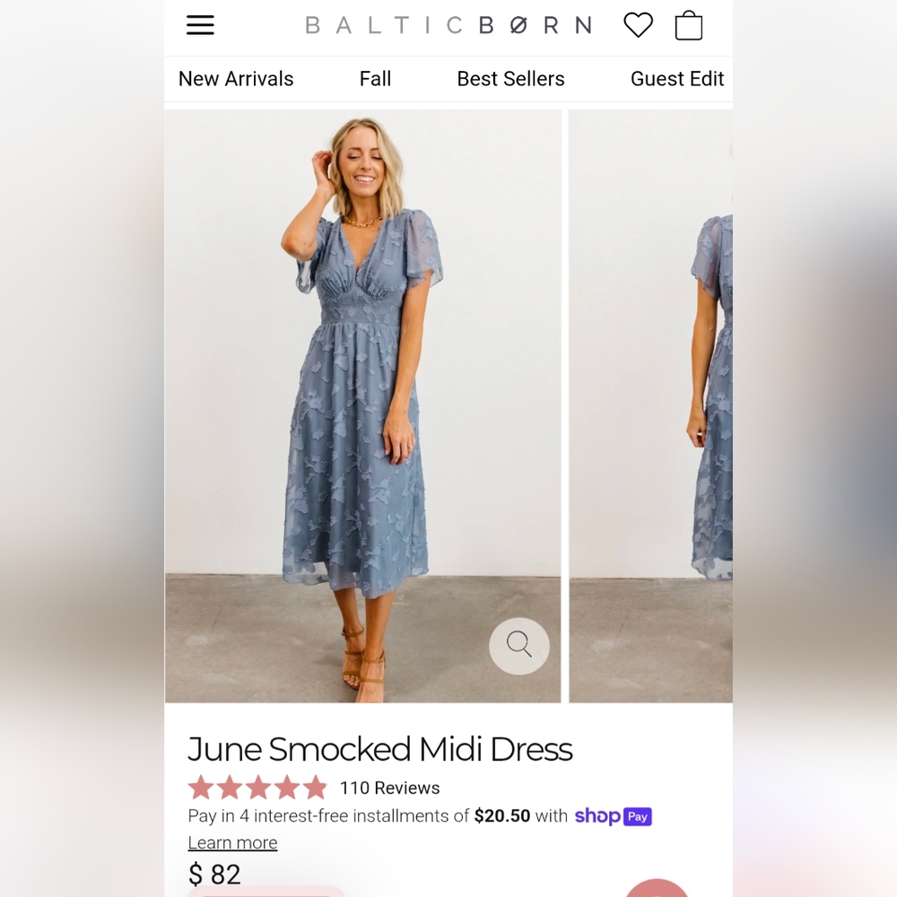 NWT Baltic Born June Smocked Midi Dress Sz S